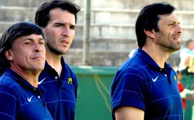 El Huevo, Aspirina y Bouza entrenando a Los Pumas. UAR