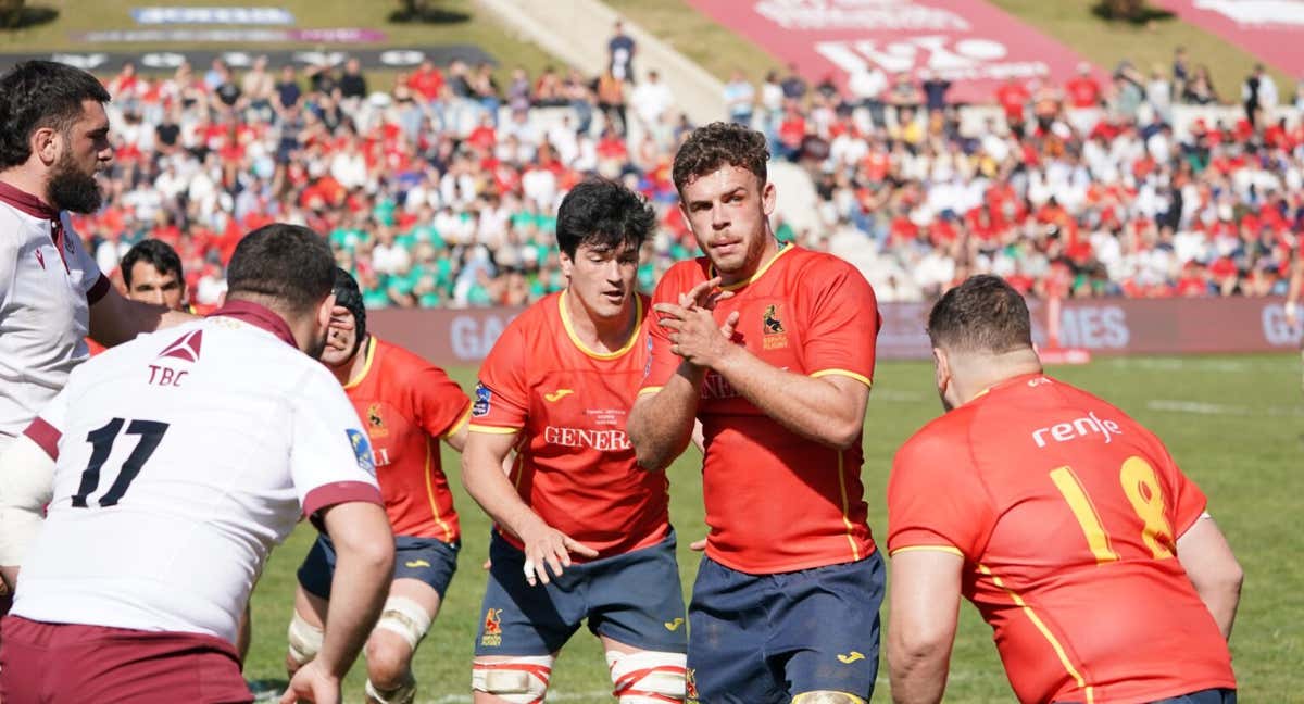Saque de lateral en el España vs Georgia.