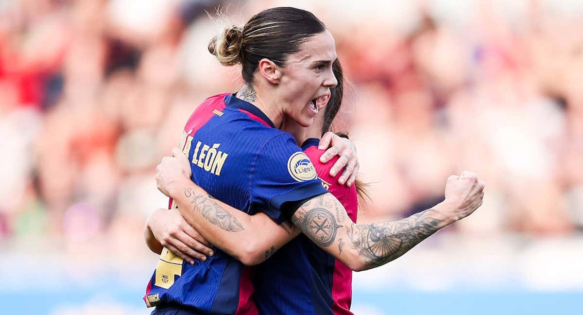 Mapi León, jugadora del Barça, celebra su gol ante el Madrid CFF en Liga F. /FC BARCELONA FEMENINO