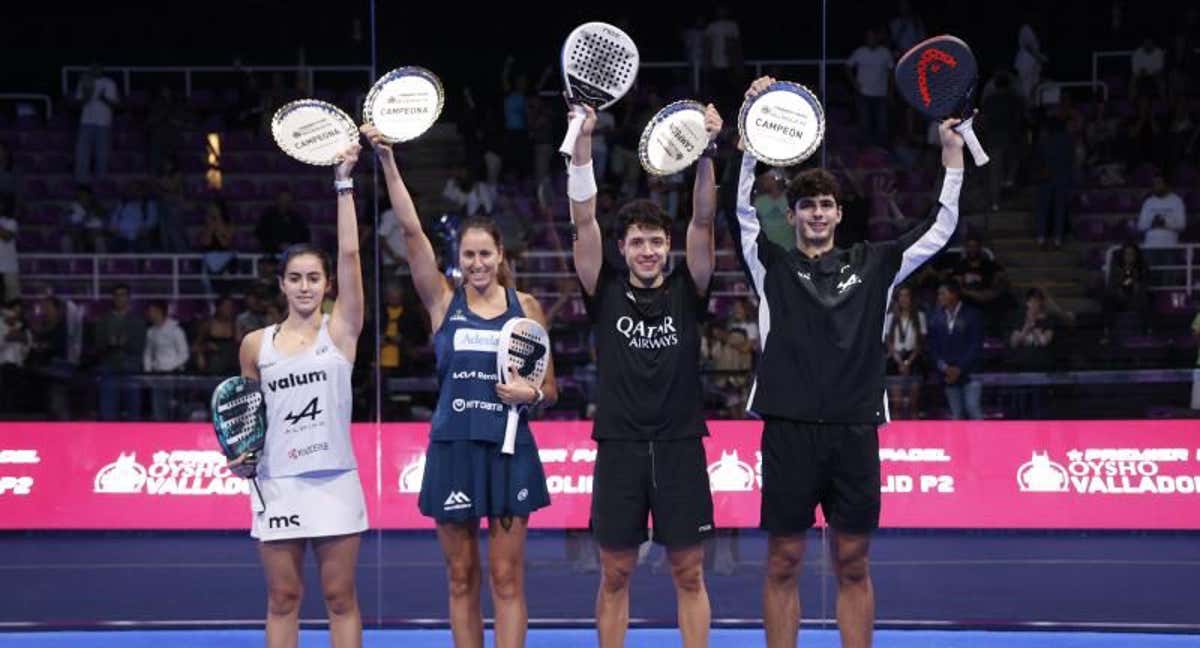 Las parejas campeonas del torneo de Premier Padel de Valladoli: Coello-Tapia y Triay-Fernández. /El Norte de Castilla.