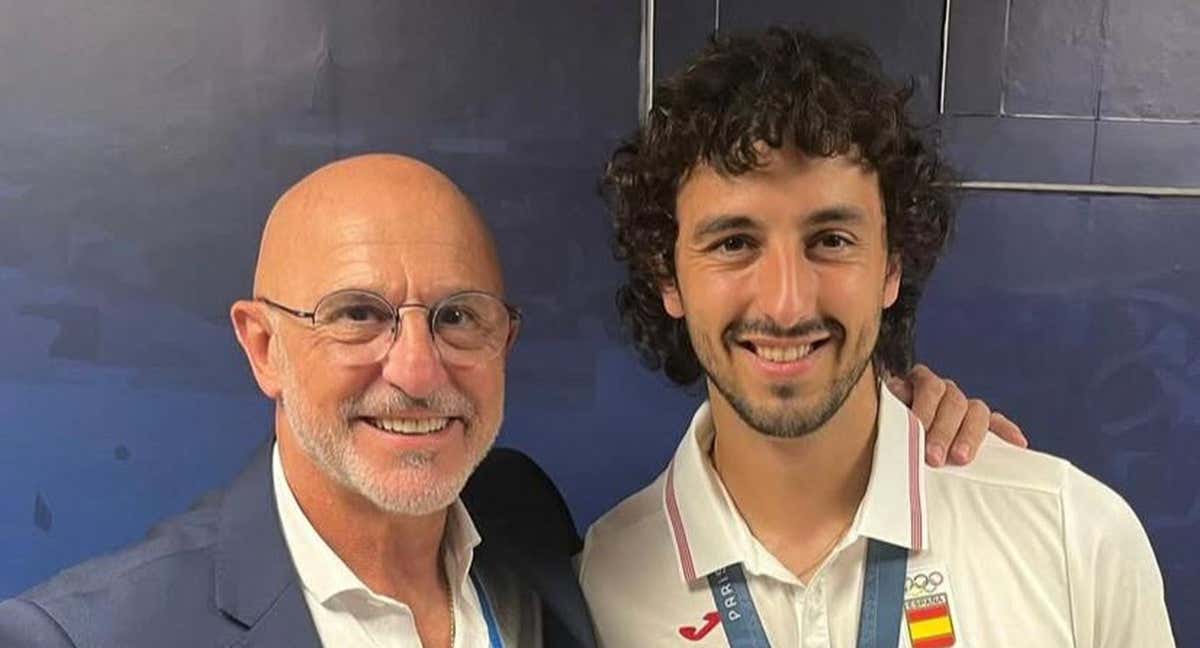 Luis de la Fuente y su hijo Alberto tras ganar el oro olímpico en París. /IG