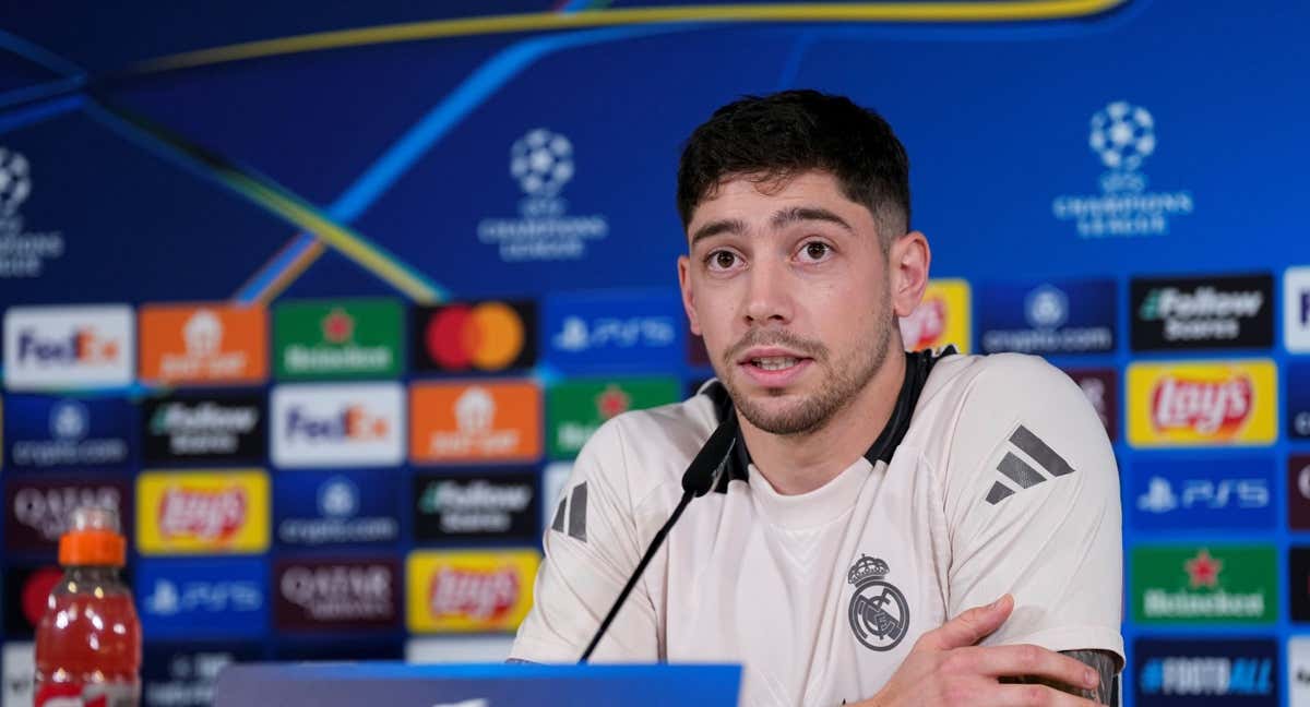 Federico Valverde, en la sala de prensa de Valdebebas./EP