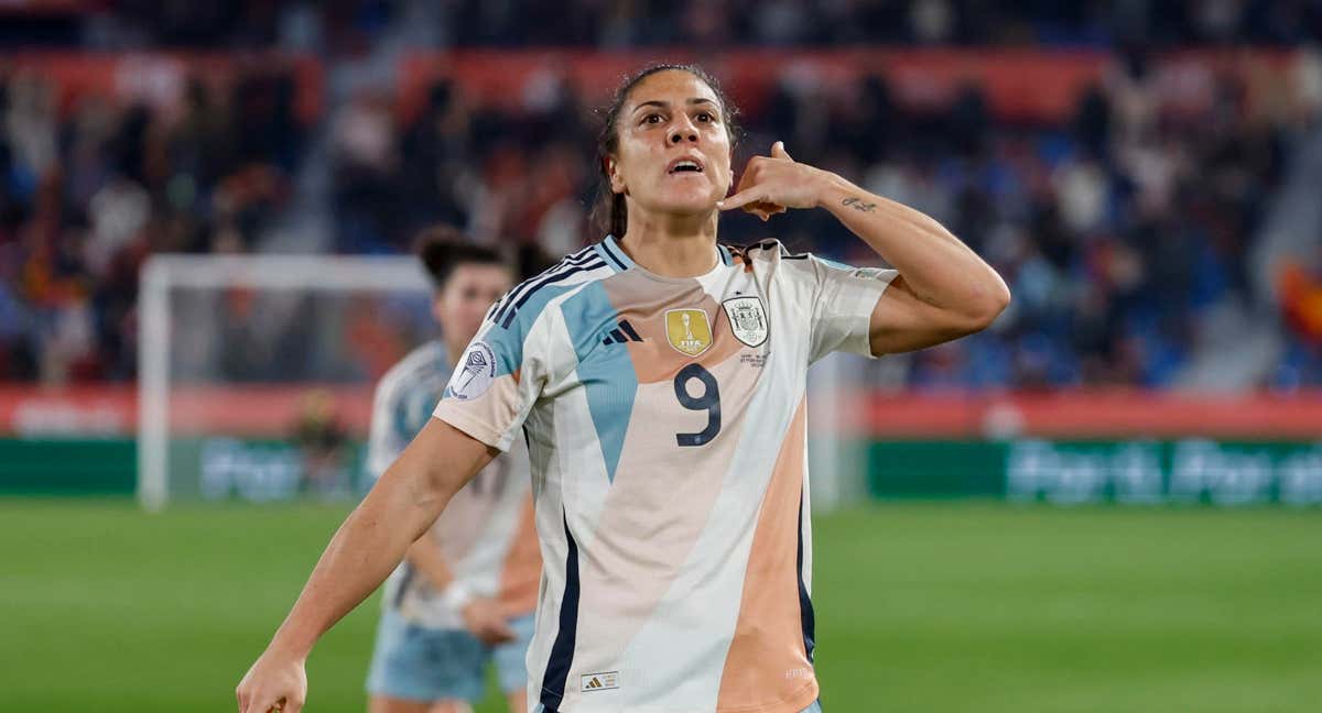 Cristina Martín-Prieto celebrando su gol. /EFE