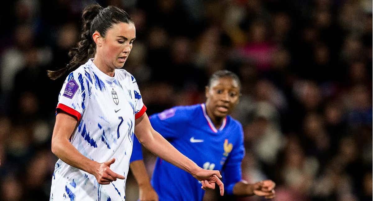 Ingrid Engen durante el partido ante Francia. /NFF LANDSLAG