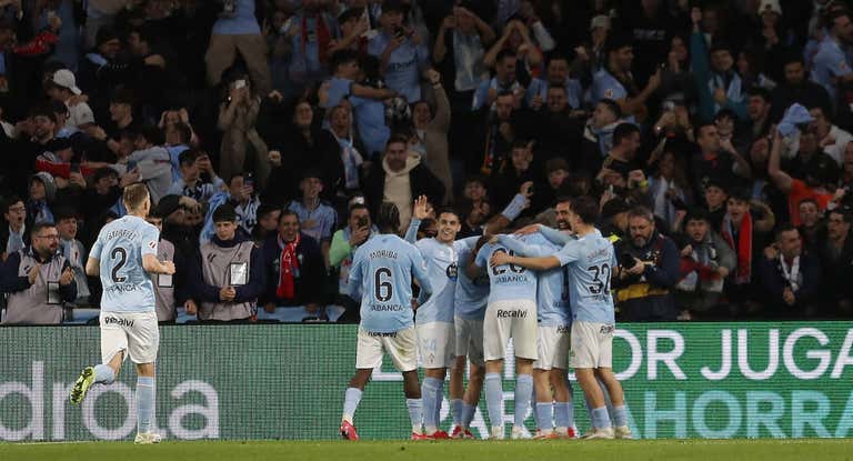 Los jugadores del Celta celebran el gol del pasado viernes ante Osasuna.