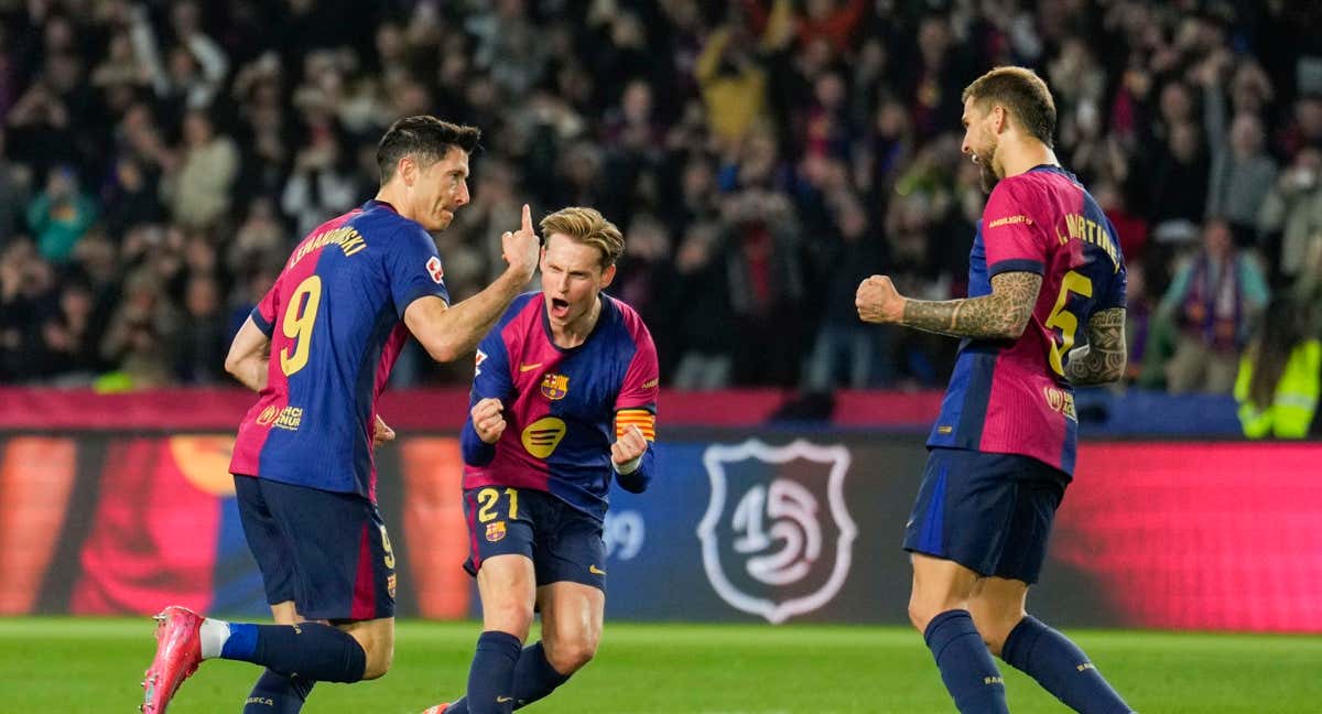 Robert Lewandowski celebra un gol con el Barcelona./EFE