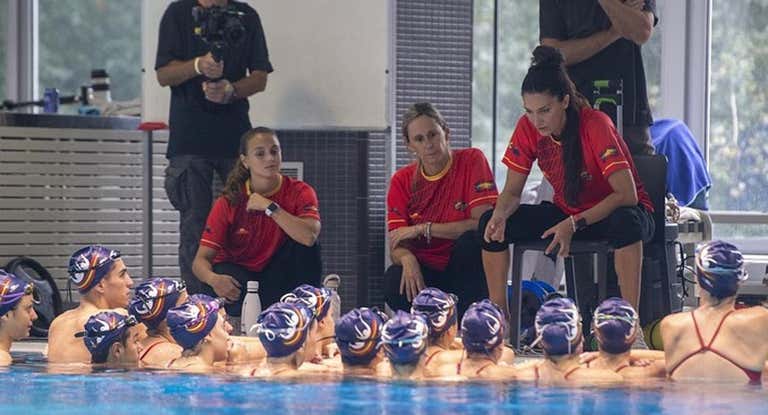 Andrea Fuentes, en una sesión de entrenamientos en el CAR de Sant Cugat.