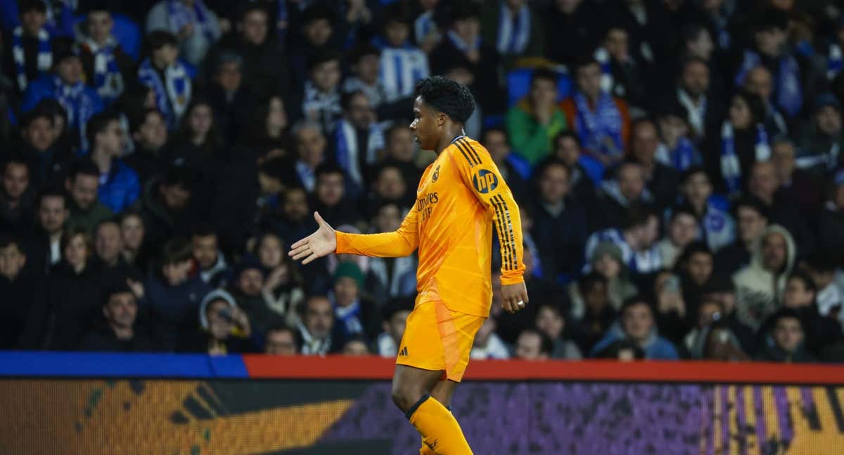 Endrick, celebrando su gol en Anoeta./EFE