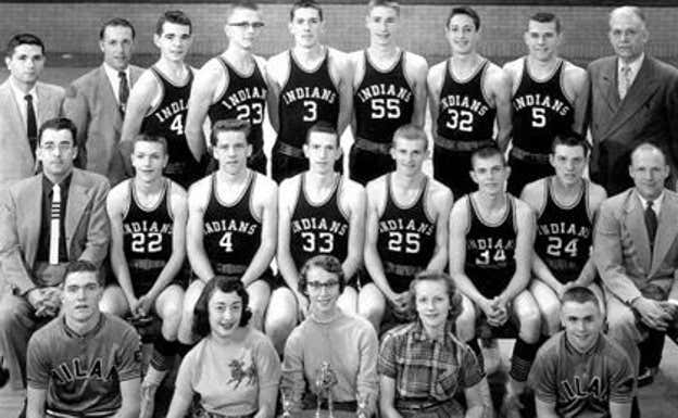 La plantilla del Milan High, campeón de Indiana en 1954.