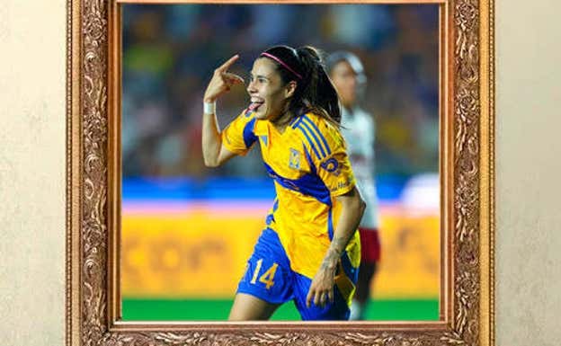 Ovalle celebra su gol y la Liga mexicana lo enmarca.  LIGA MX