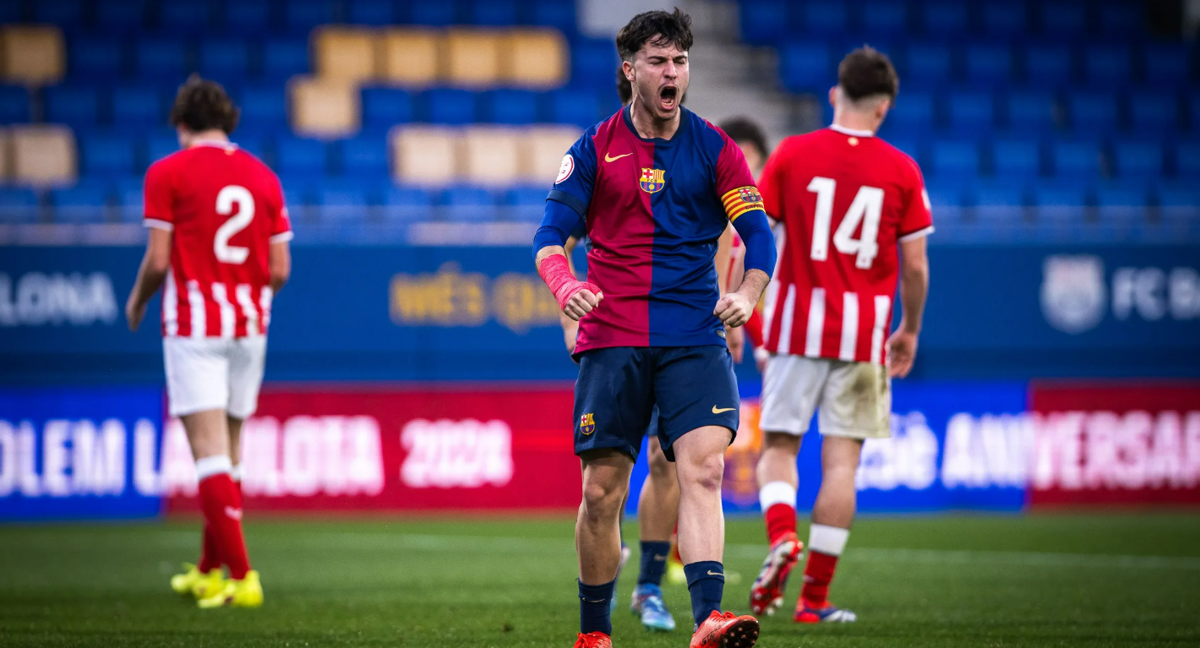 Hugo Alba celebra el pase ante el Athletic Club a la Final Four./FCB