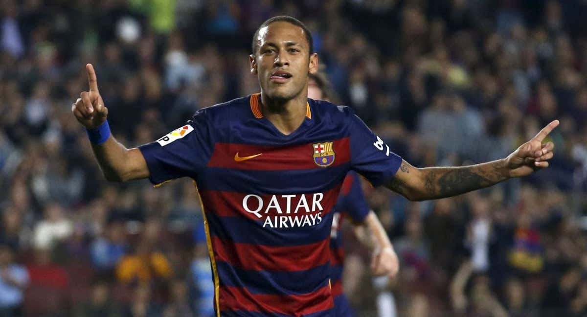 Neymar celebra un gol en su etapa en el Barcelona./Reuters