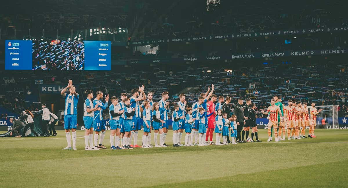 Espanyol y Girona en su último duelo en Cornellà. /RCDE / Perico Domínguez