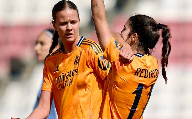 Alba Redondo celebrando un gol ante el Sevilla.  REAL MADRID FEMENINO