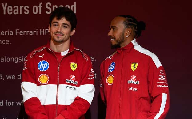 Lewis Hamilton y Charles Leclerc están considerada la mejor pareja de la F1 2025. REUTERS