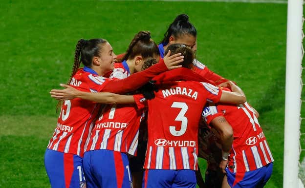 Las jugadoras del Atlético celebrando un gol.  EFE