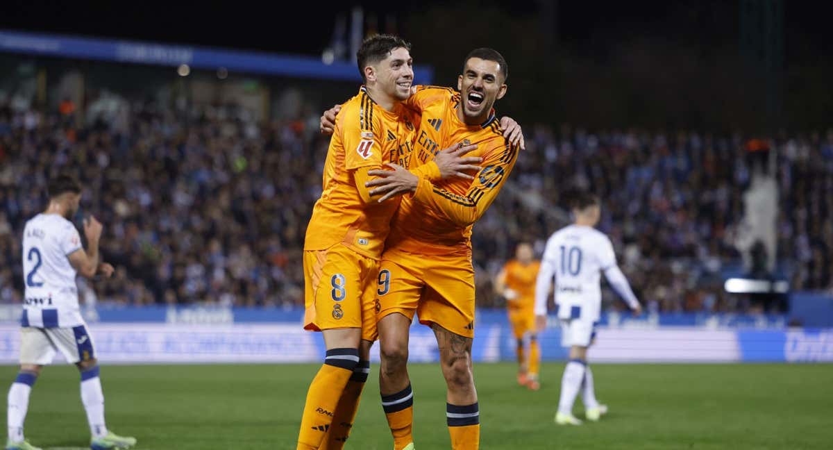 Fede Valverde y Dani Ceballos celebran un gol contra el Leganés./Getty