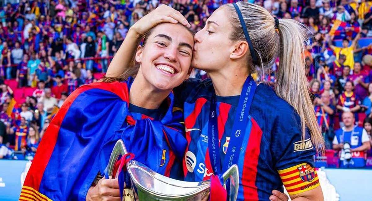 Patri Guijarro y Alexia Putellas, jugadoras del Barça, celebran la segunda Champions conseguida ante el Wolfsburgo en Eindhoven./ INSTAGRAM: PATRI GUIJARRO