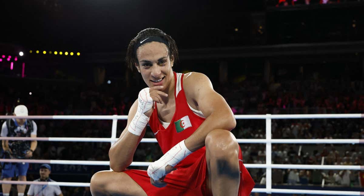 Imane Khelif, boxeadora argelina, tras un combate en París./Reuters