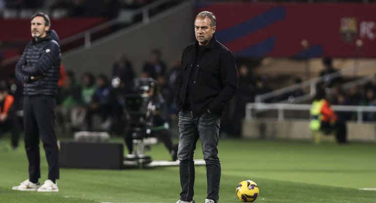 Hansi Flick, durante el partido.