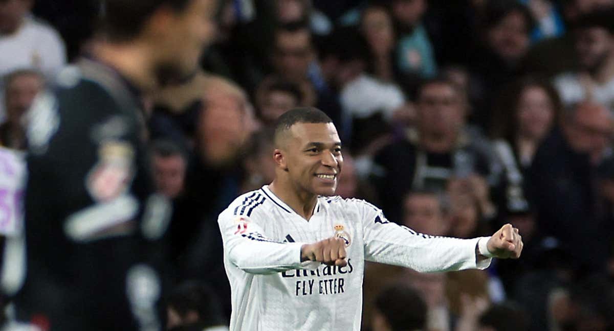 Mbappé, marcando su primer gol contra el Leganés./EFE