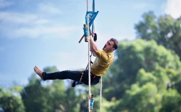 Aratz, durante el duelo de autoascensión que ganó. CEDIDA