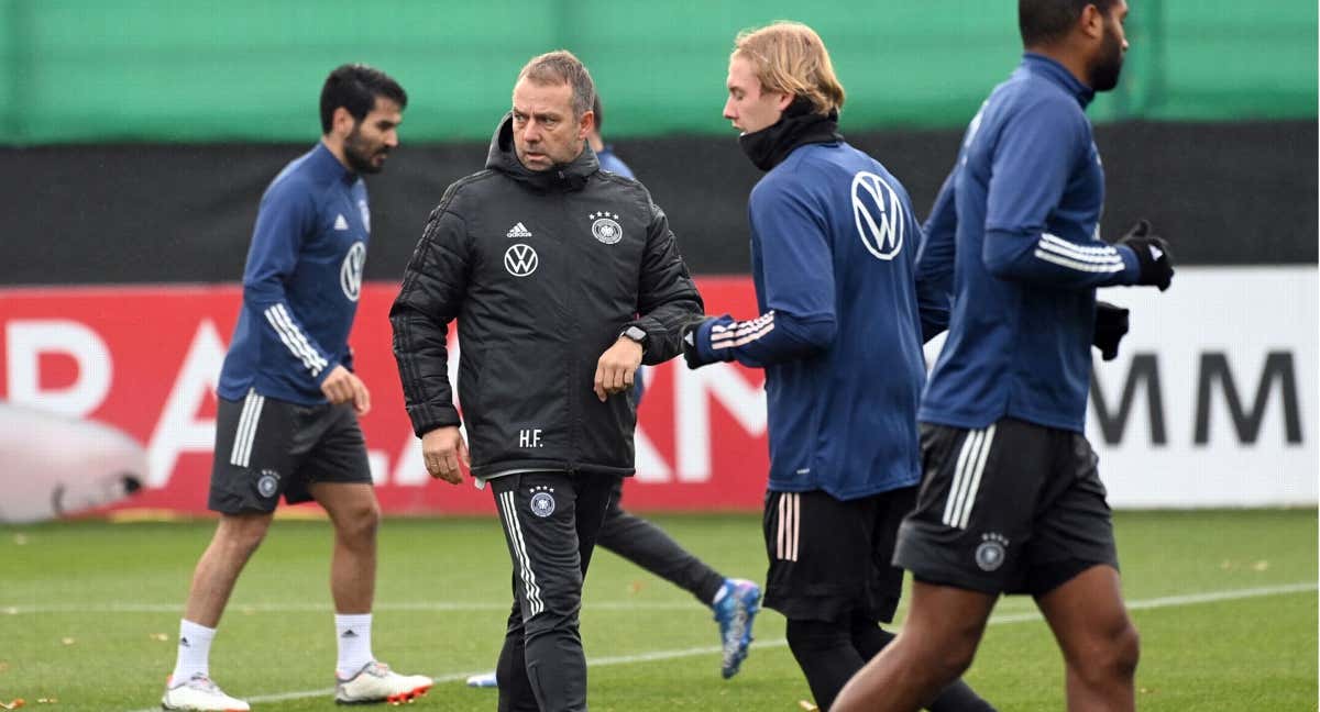 Flick y Brandt en un entrenamiento de la selección alemana.