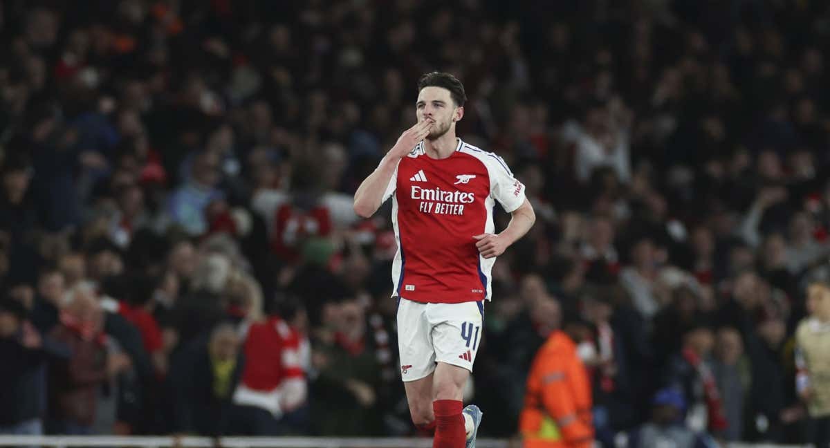 Declan Rice celebra un gol.