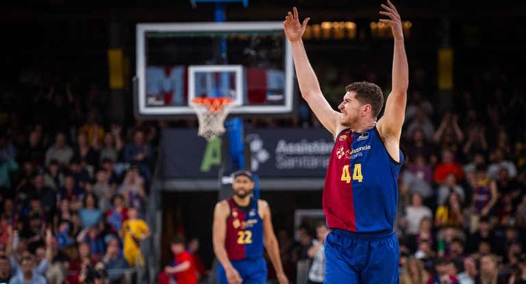 Joel Parra durante un partido en el Palau Blaugrana.