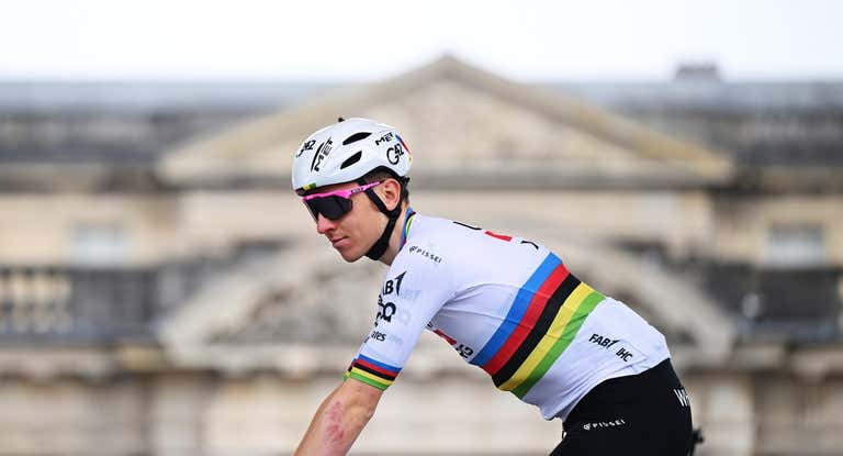 Pogacar, en la salida de la Paris Roubaix