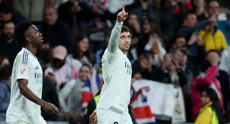 Fede Valverde celebra su gol contra el Athletic.