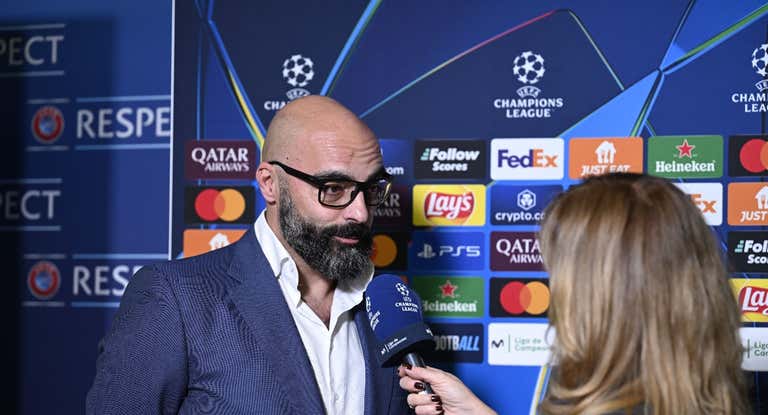 Bucero charla con Movistar+ tras el sorteo de la Champions.