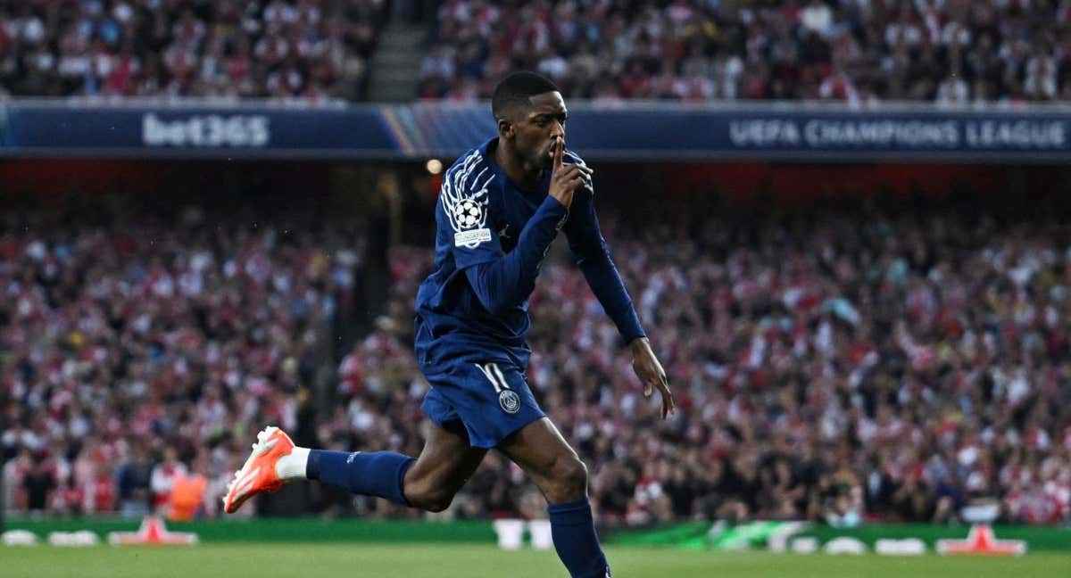 Dembélé celebra con rabia el gol del triunfo. /REUTERS