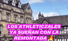 Los aficionados del Athletic Club inundan las calles de Manchester y confían en la gran remontada de esta noche.