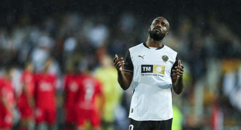 Foulquier en un partido del Valencia CF.