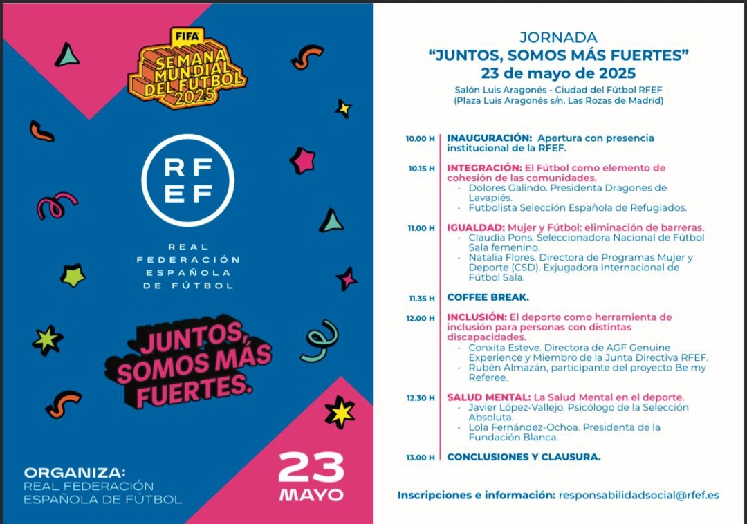 Así se desarrollará la jornada 'Juntos somos más fuertes'.  RFEF