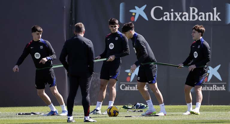 Un entrenamiento de la temporada en la Ciutat Esportiva.
