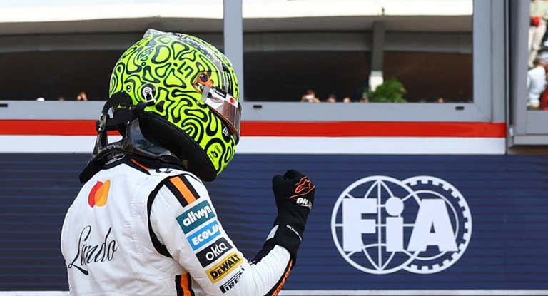 Norris, celebrando la pole.