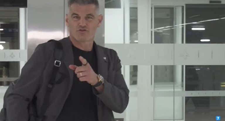 Enric Masip a su llegada al aeropuerto de Barcelona.